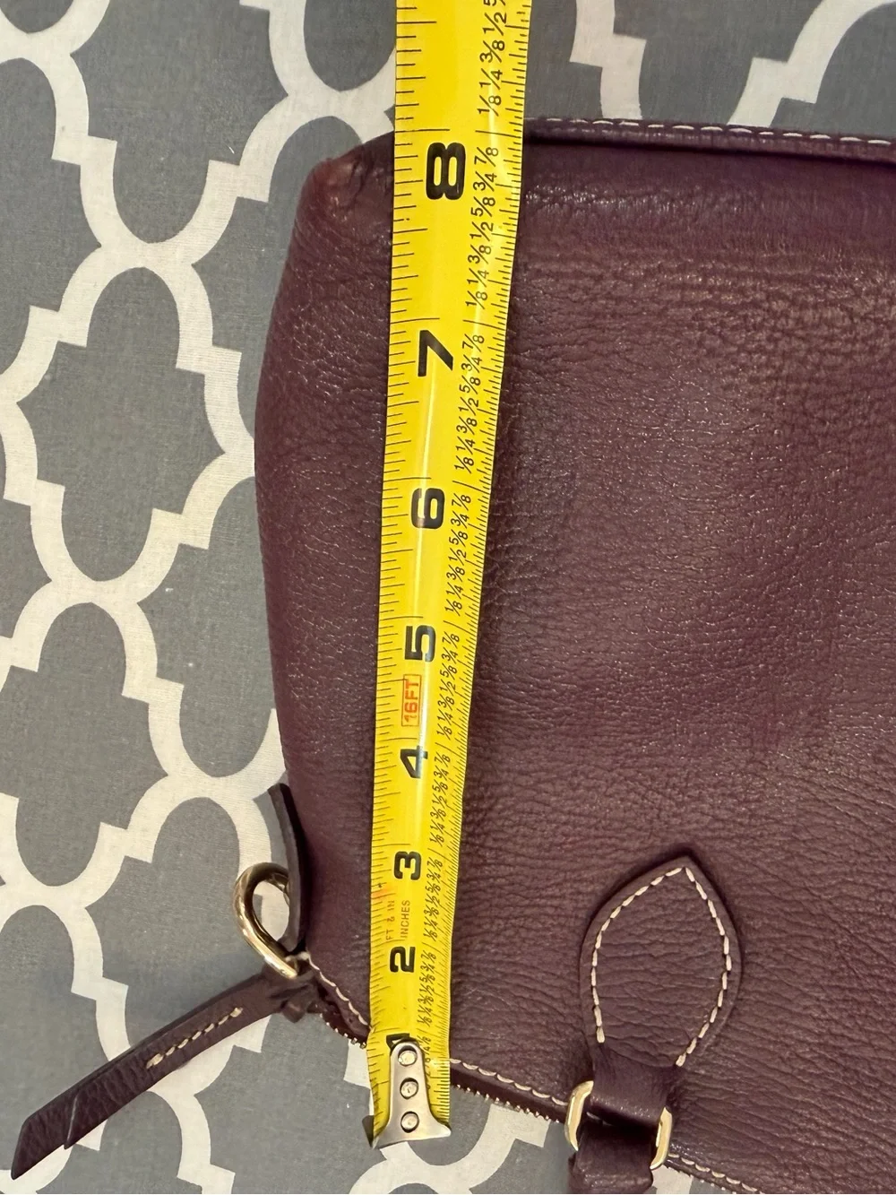 Dooney & Bourke Burgundy Leather Satchel with Gold Hardware